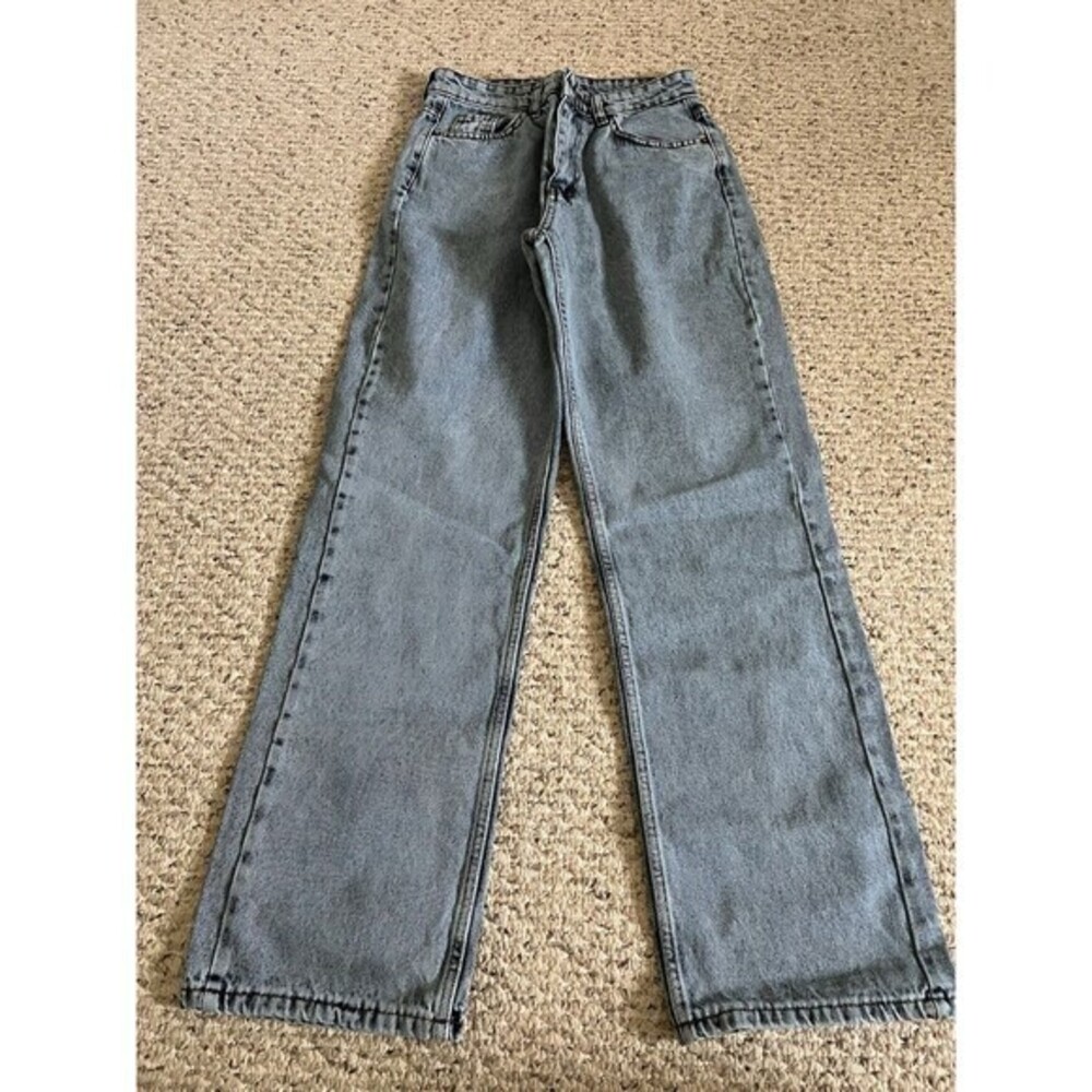 Light Blue Acid Wash High‎ Waisted Straight Leg Cotton Jeans Size M